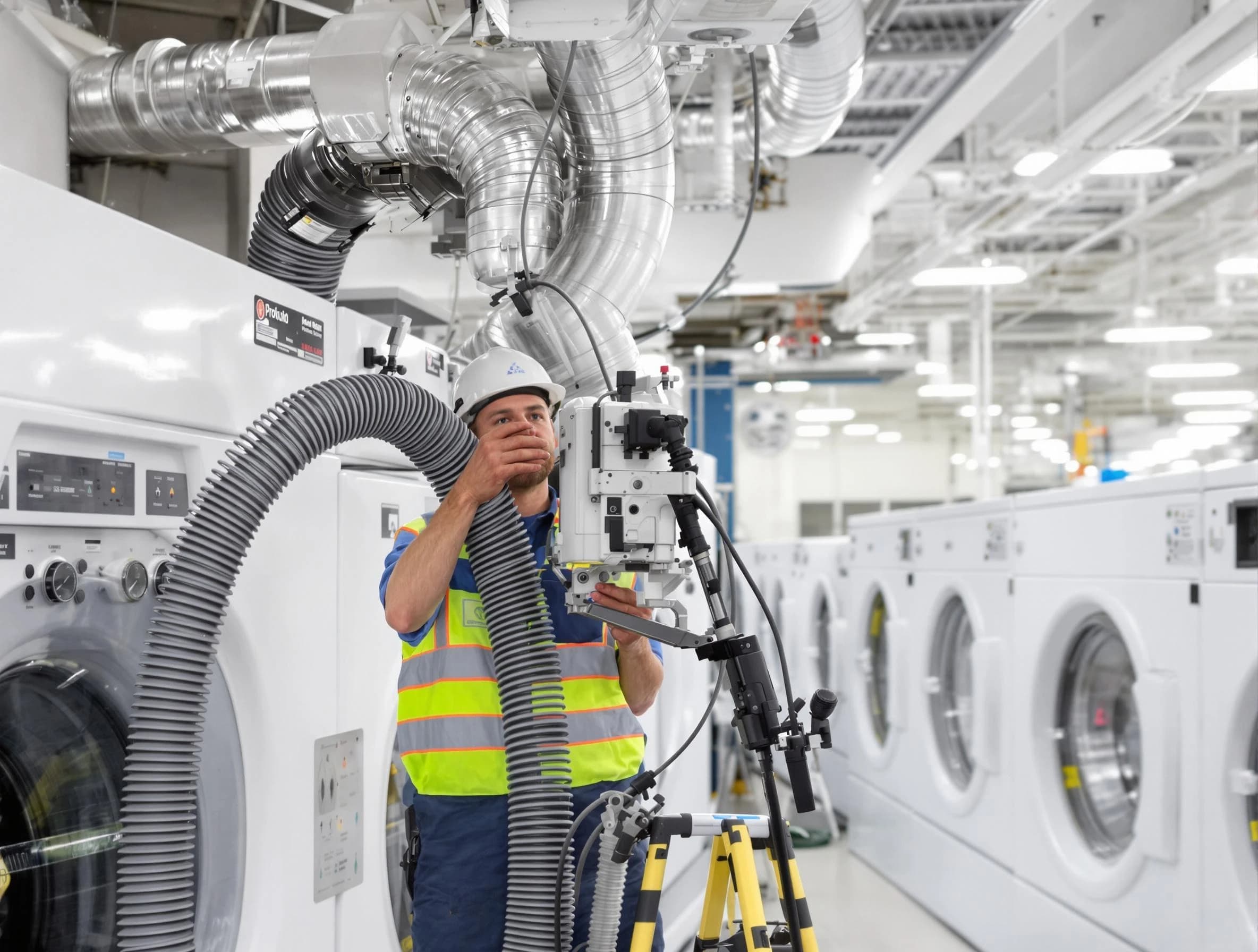 White Oak Dryer Vent Cleaning team performing commercial-grade dryer vent cleaning at a business facility in White Oak