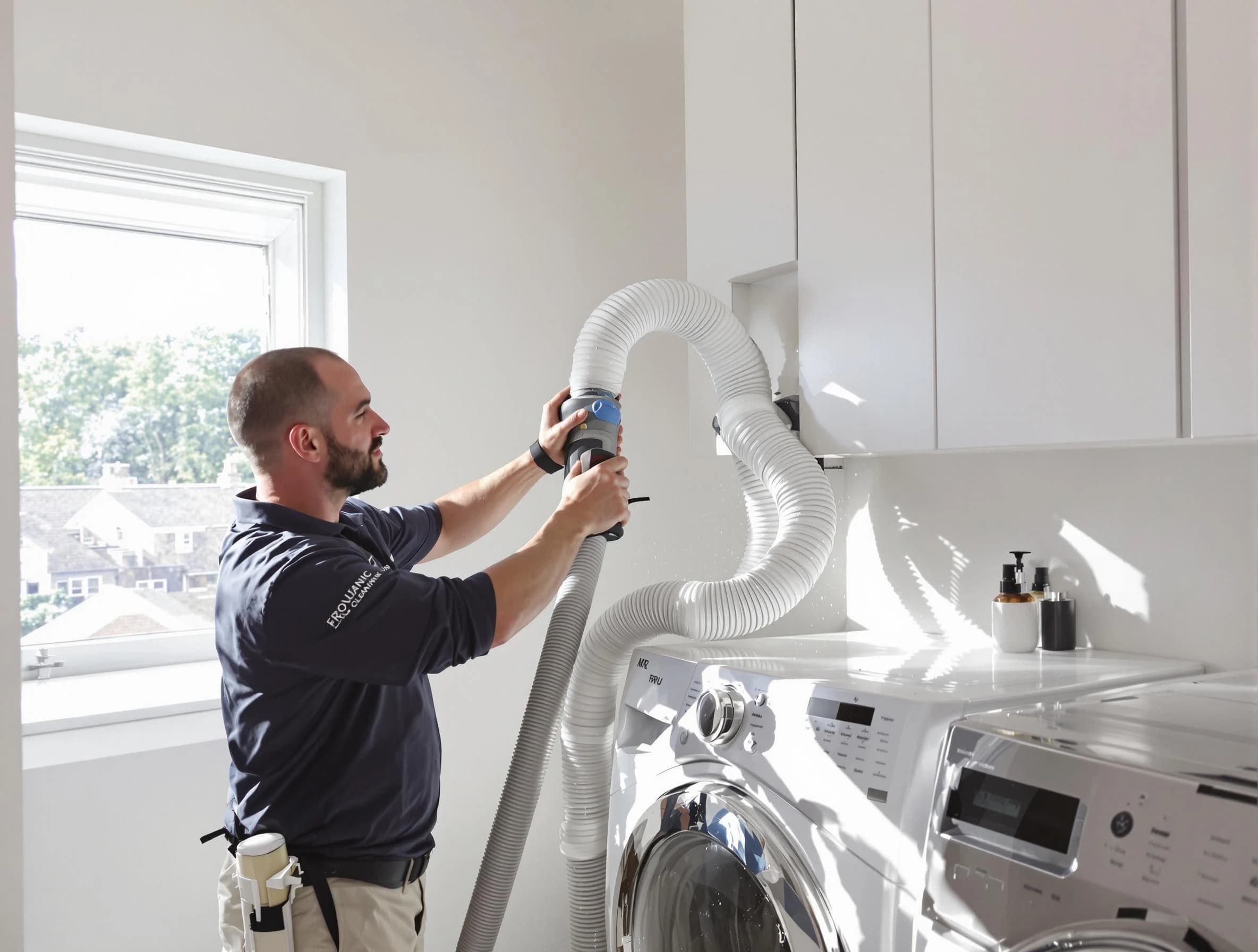 Certified White Oak Dryer Vent Cleaning technician performing dryer vent cleaning in White Oak