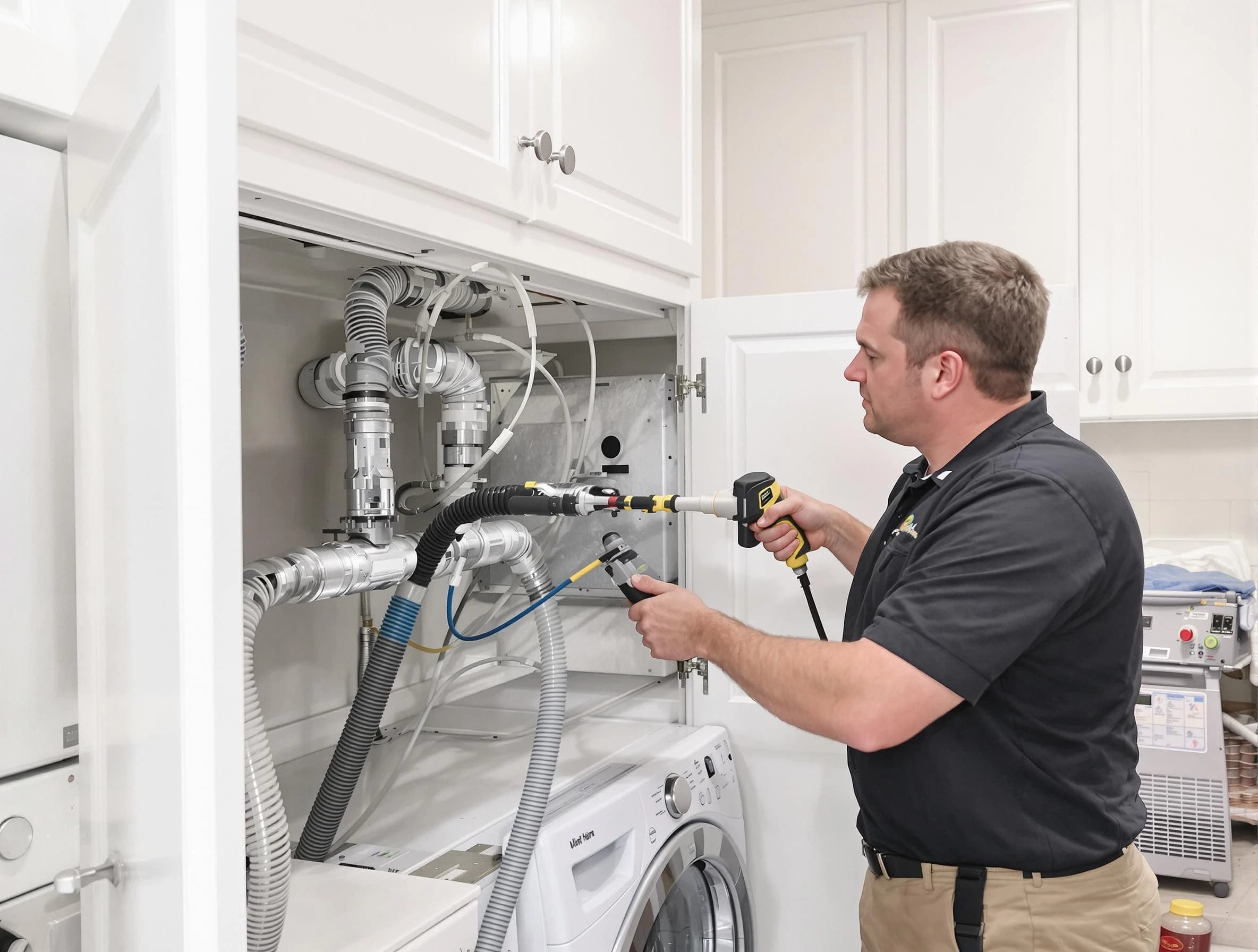 White Oak Dryer Vent Cleaning professional removing severe blockage from a clogged dryer vent in White Oak